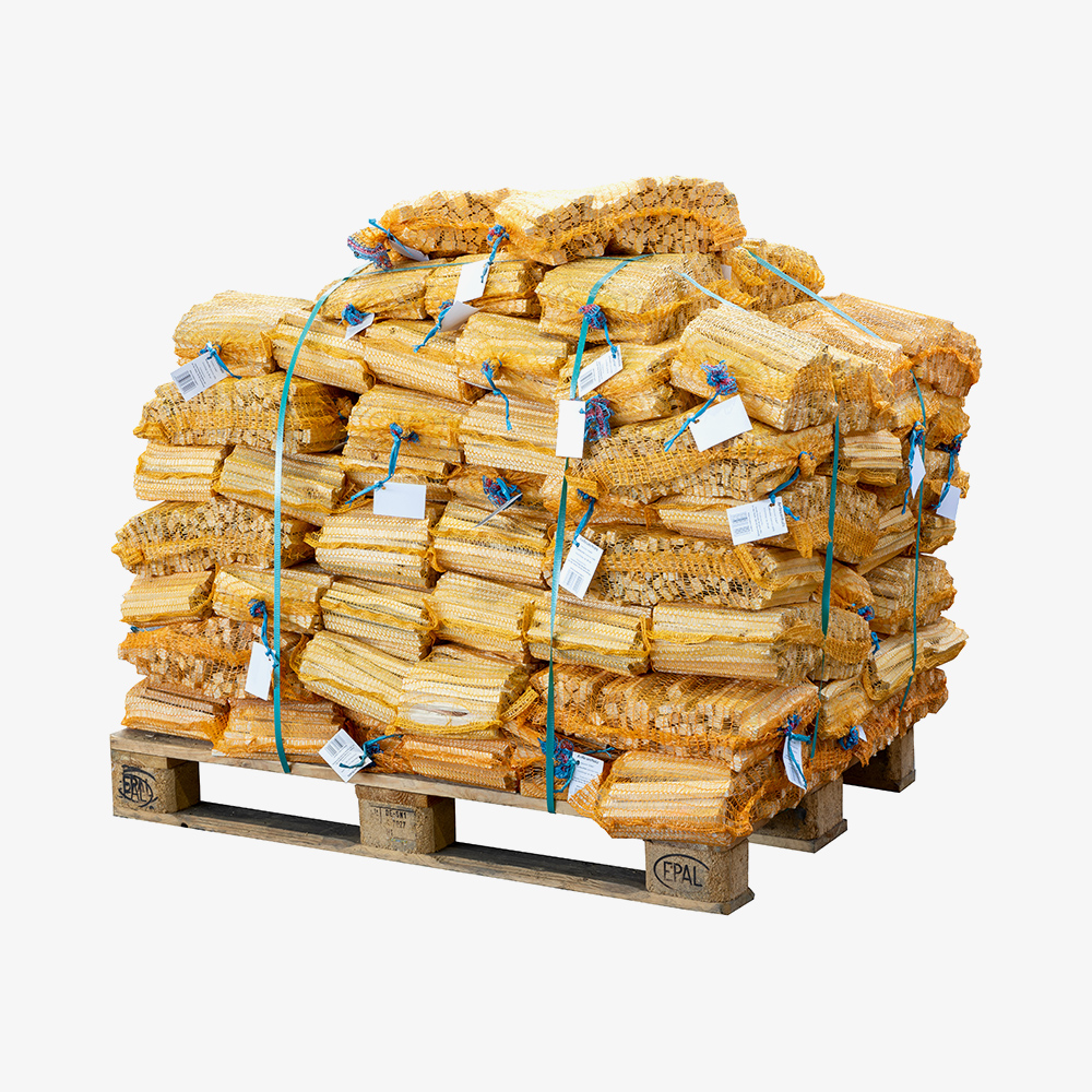 Anzuendholz-Anfeuerholz-Palette Palette mit abgesackten Anzündholz